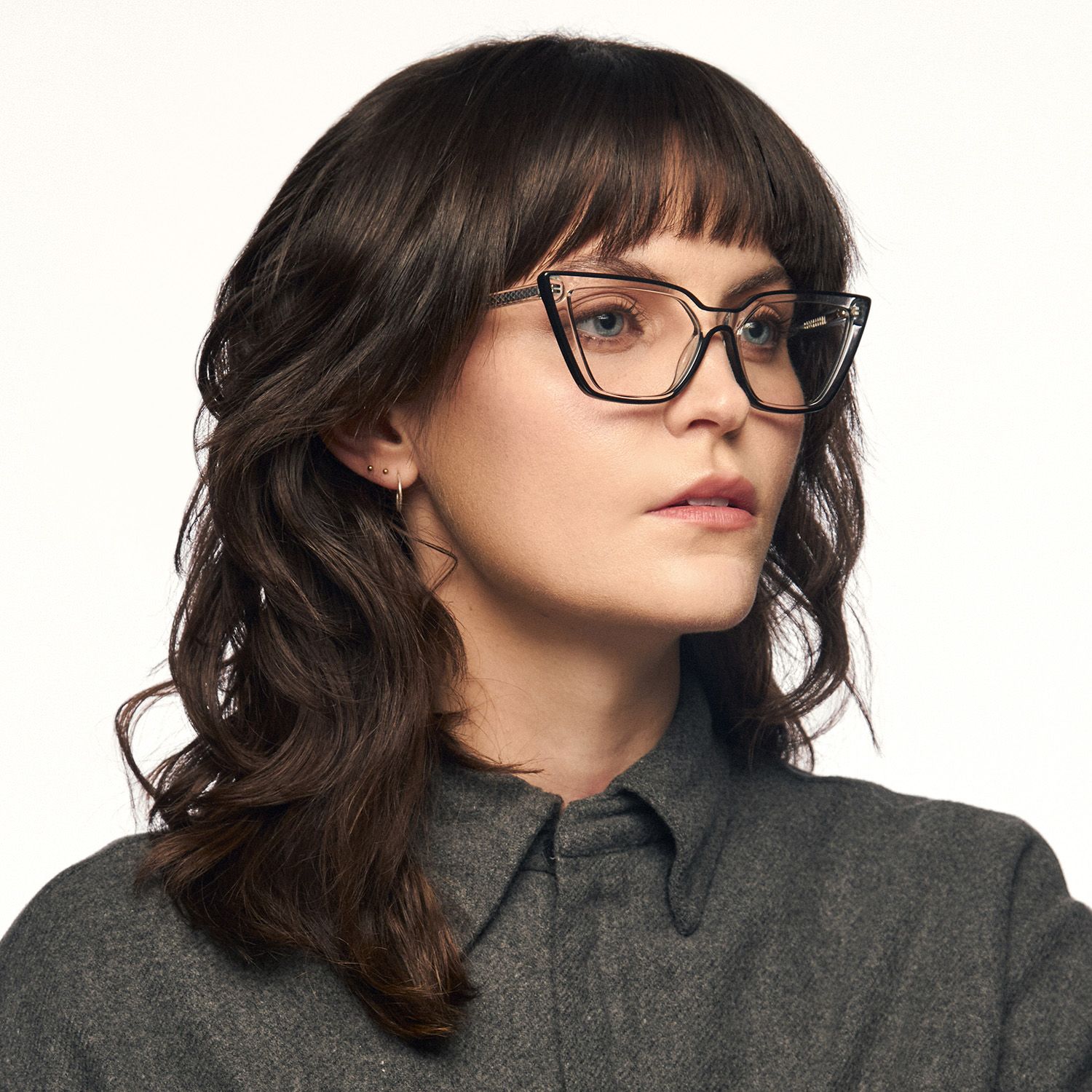 Lyuba - Bold Minimalism Rectangle Black Glasses by Vooglam - Lifestyle Look
