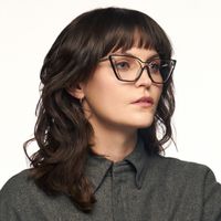 Lyuba - Bold Minimalism Rectangle Black Glasses | Vooglam On Model 2