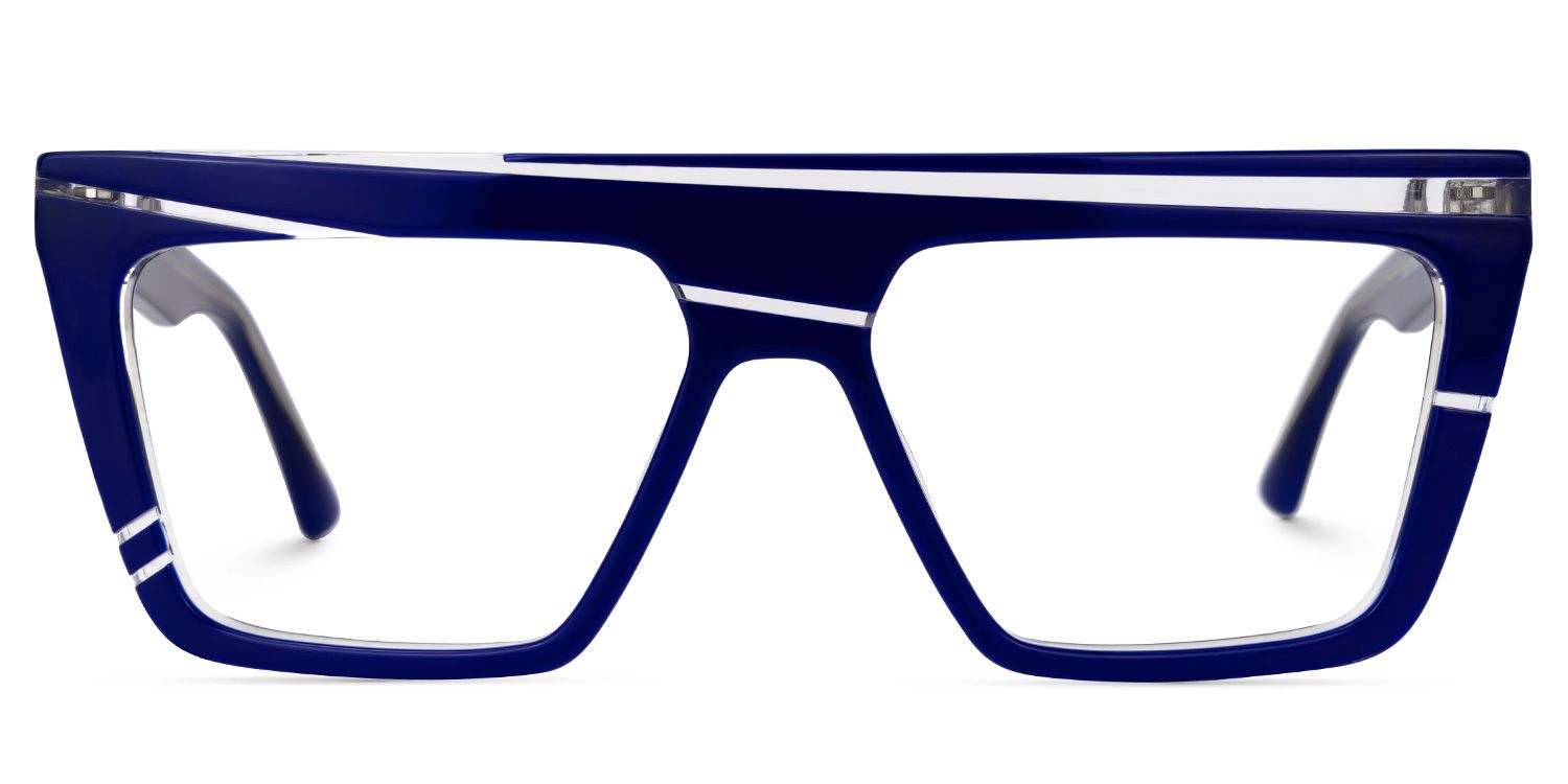 Daneil - Aviator Blue/Crystal Eyeglasses by Vooglam - Angle View