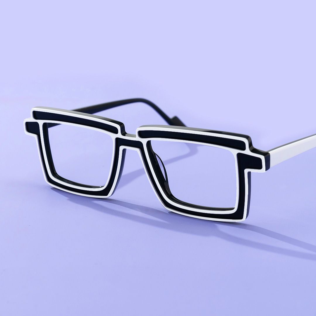 White and black frame eyewear