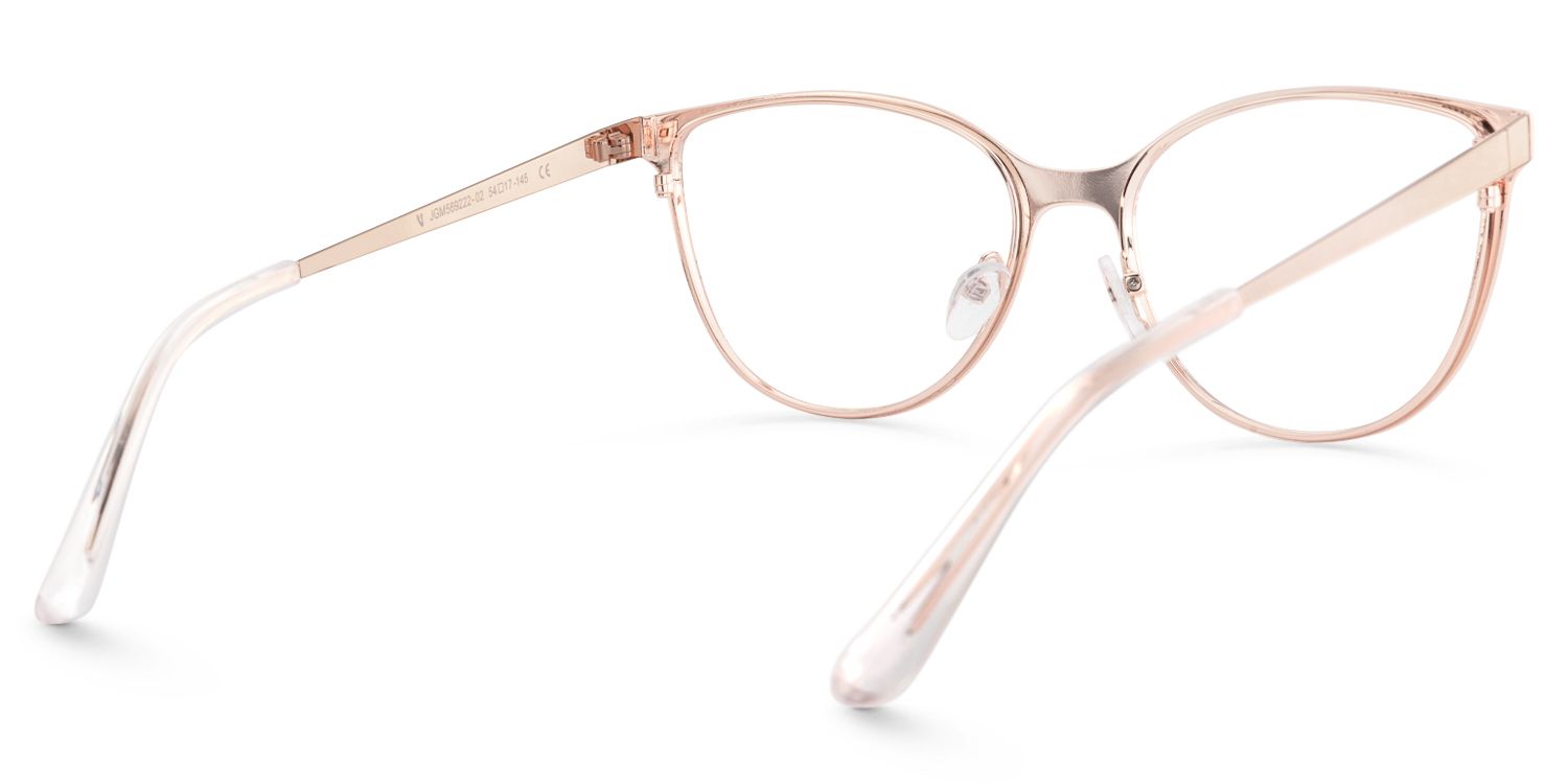 Maina - Round Pink Eyeglasses | Vooglam Side View