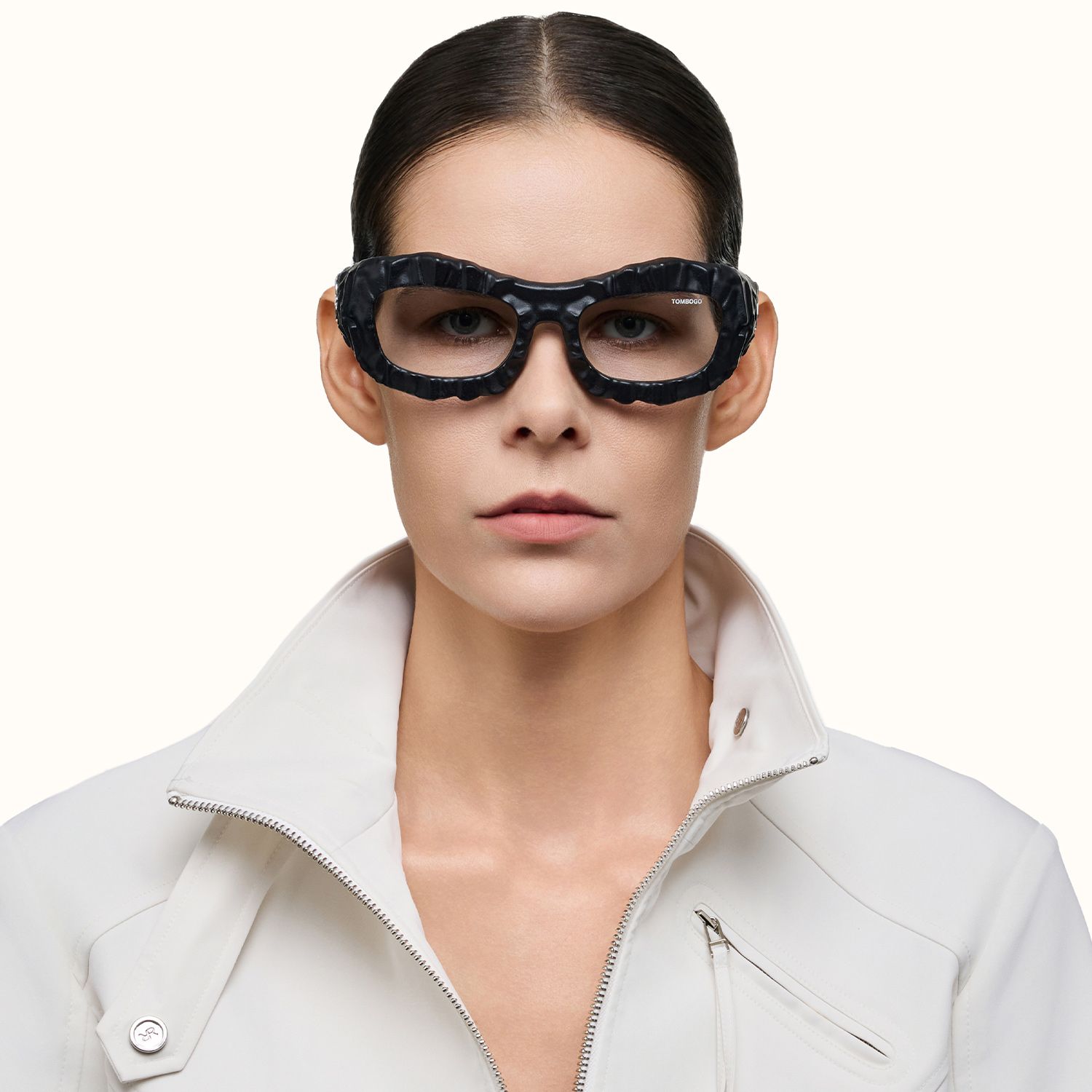 The Geologist - Bold Black Marble Glasses | Vooglam On Model 1