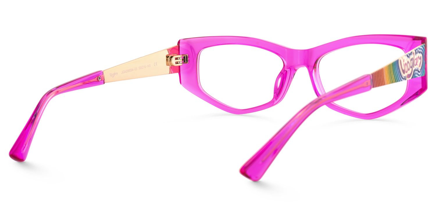 Tahiya - Geometric Pink Eyeglasses | Vooglam Side View