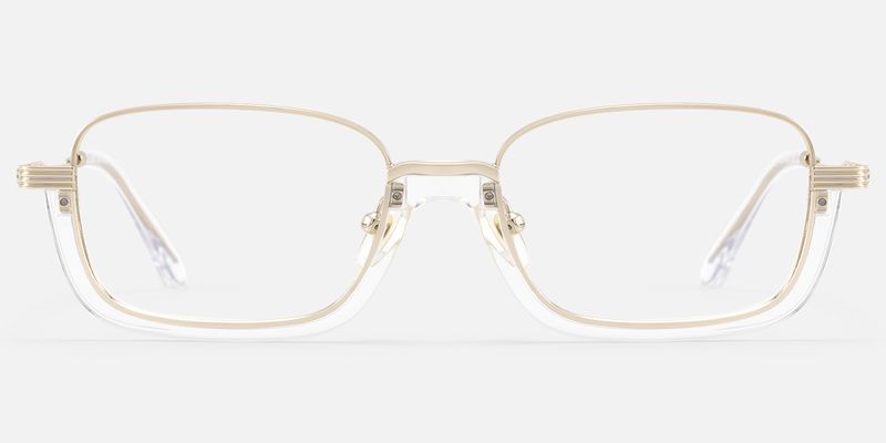 Basel - Clear Gold Half Rim Structural Frames | Vooglam