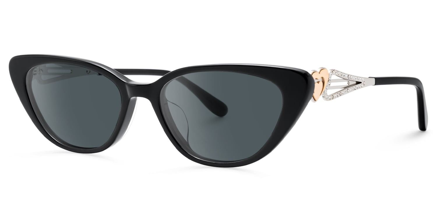 Naoya - Cat Eye Black Sunglasses | Vooglam Front View