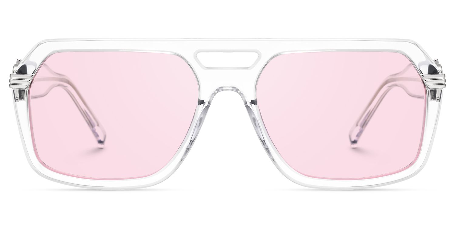 Maverick - Clear Frame Pink Lens Sunglasses | Vooglam Product Details 1