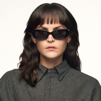 SHHHH~ - Oval Black Sunglasses | Vooglam On Model 1