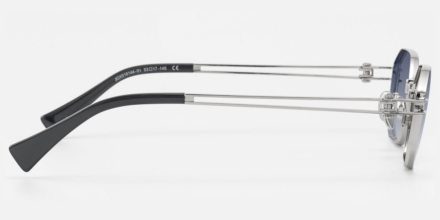 Loos - Silver Geometric Double Wire Sunglasses | Vooglam Side View