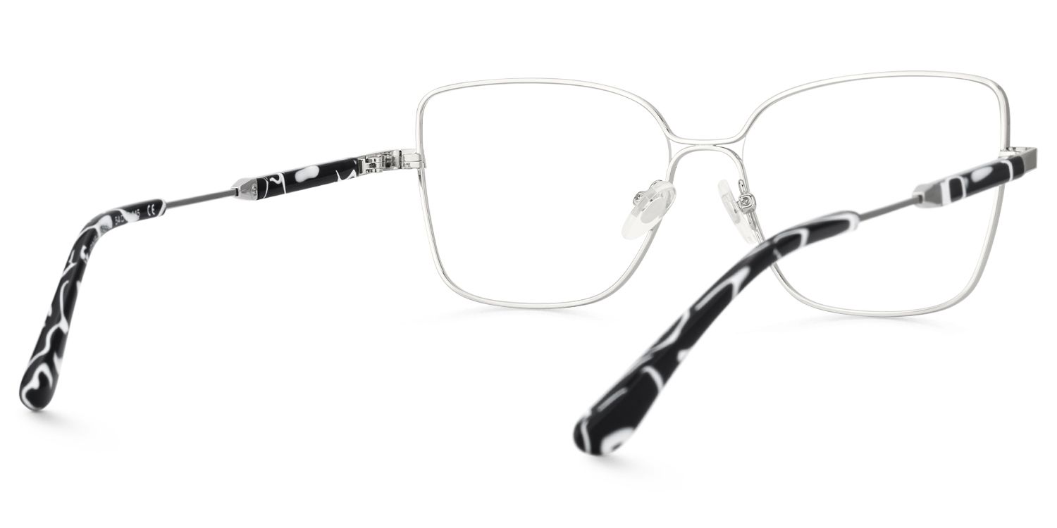 Briar - Square Silver Eyeglasses | Vooglam Side View