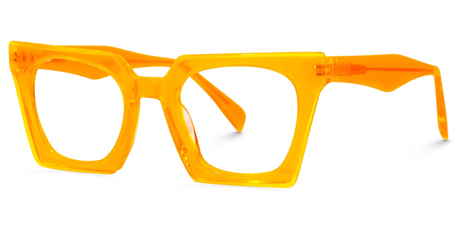 Karissa - Rectangle Orange Eyeglasses | Vooglam Front View