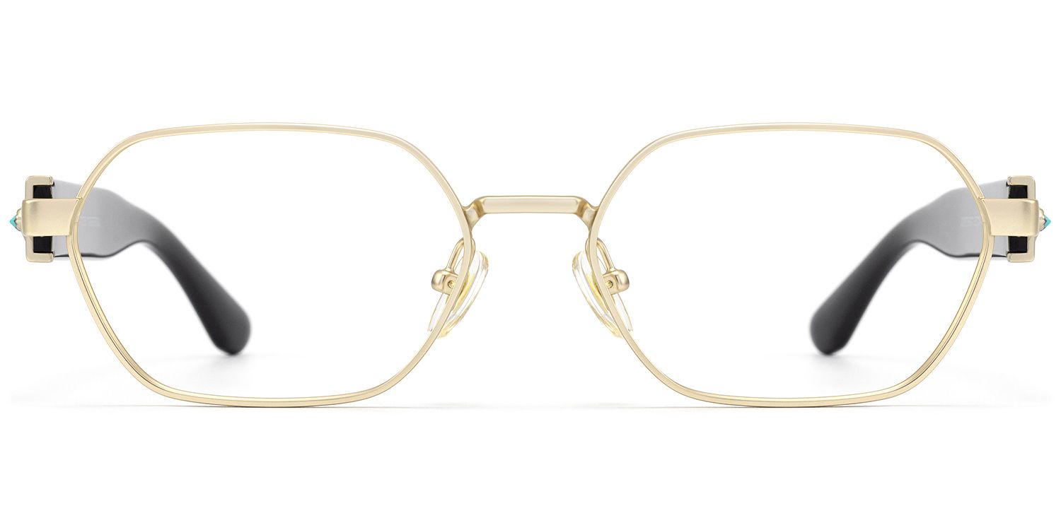 Orion - Gold & Black Geometric Glasses | Vooglam Product Details 1