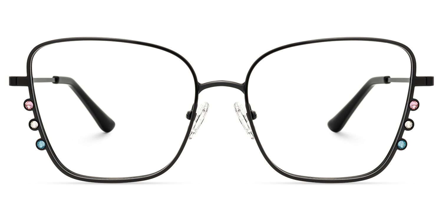 Hallam - Square Black Eyeglasses | Vooglam Angle View