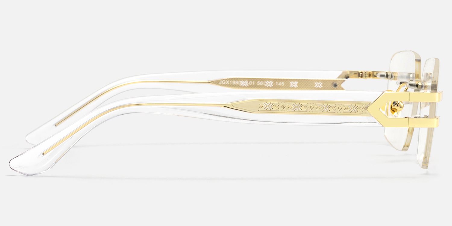 Aurum - Crystal Rimless Rectangle Glasses | Vooglam Side View