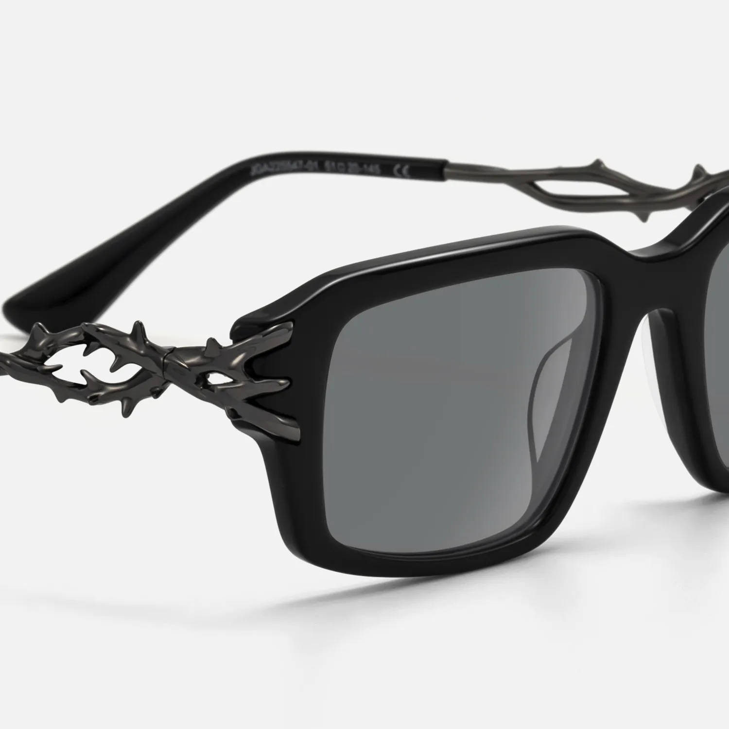 gothic thorn templete rectangle black sunglasses