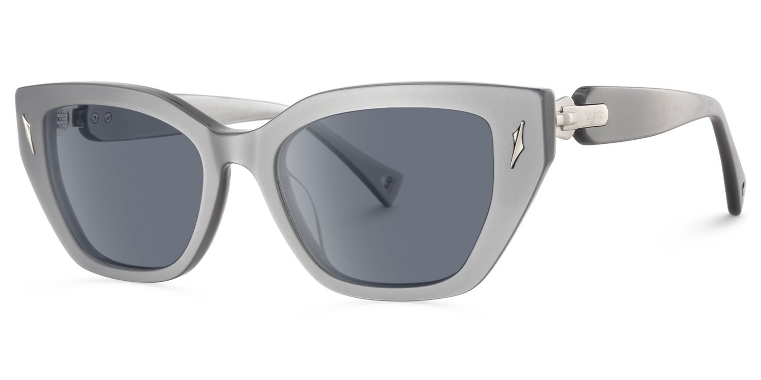 Naiara - Rectangle Grey Sunglasses | Vooglam Front View