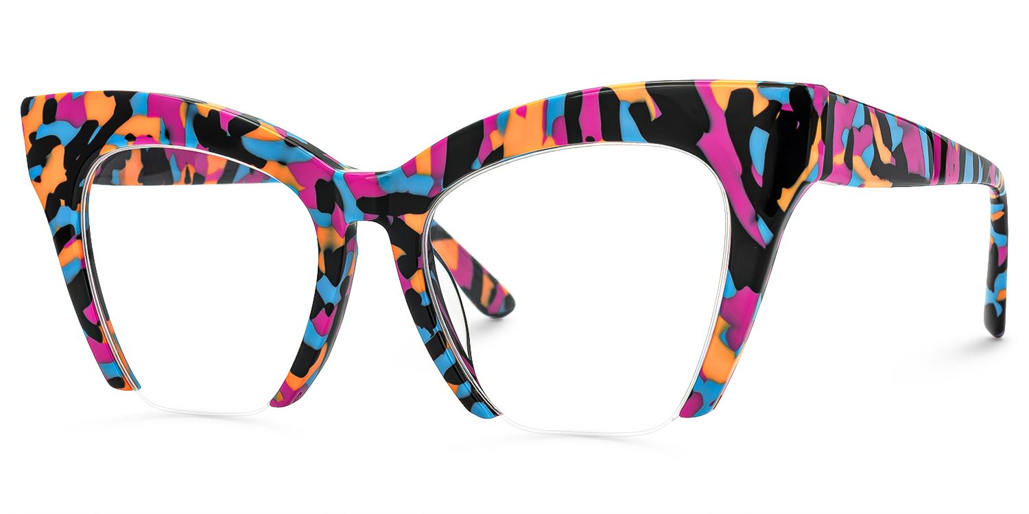Jacobien - Cat Eye Multicolor Eyeglasses | Vooglam Front View