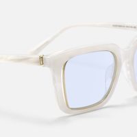 Chaparral - Blue Lens Rectangle White Sunglasses | Vooglam Design Details