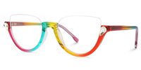 Sylvia Funky Rainbow Cat Eye Half Rim Glasses | Vooglam Front View