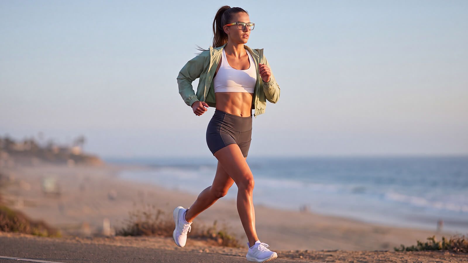 woman working outfit with a orange templete glasses