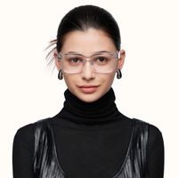 Spike - Rectangle Transparent Eyeglasses | Vooglam On Model 1