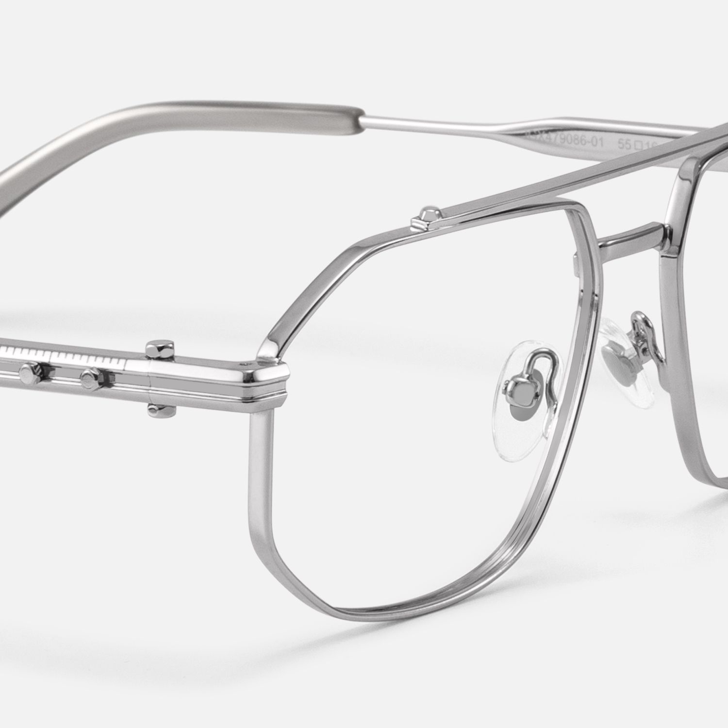 Ando - Light Gunmetal Daily Aviator Glasses | Vooglam Design Details
