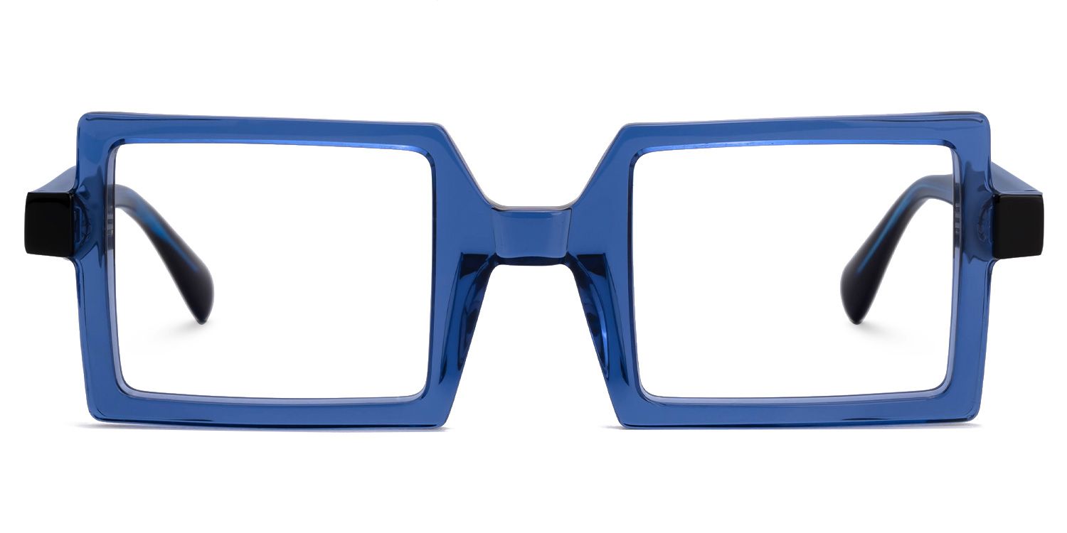 Fawzia - Rectangle Blue Eyeglasses | Vooglam Angle View