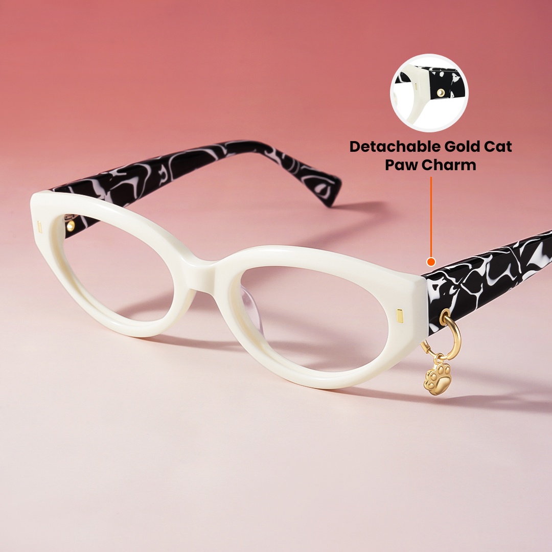 Meow - Cat Eye White Eyeglasses - 1