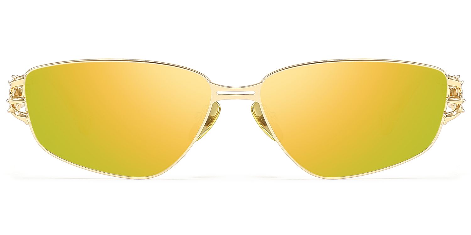 Frame Size of Spine - Gold Yellow Tinted Sunglasses | Vooglam