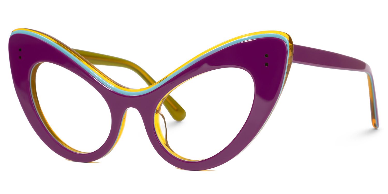 Danesha - Cat Eye Purple Eyeglasses | Vooglam Front View
