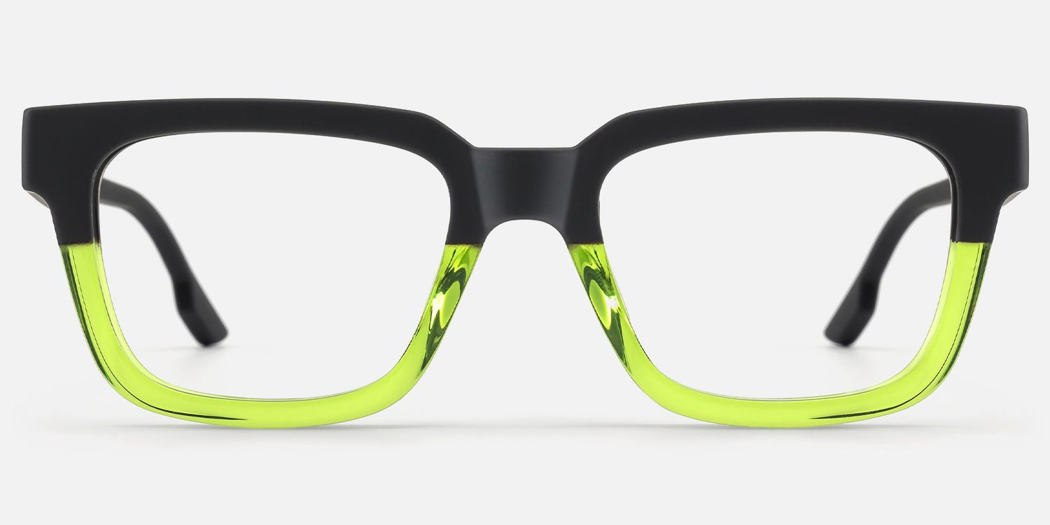 Strobe - Neon Green Matte Black Rectangle Glasses | Vooglam Angle View