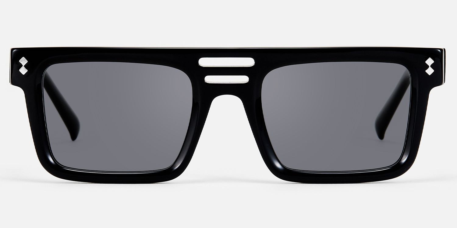 Ryan - Black Rectangle Triple Bridge Aviators | Vooglam Angle View