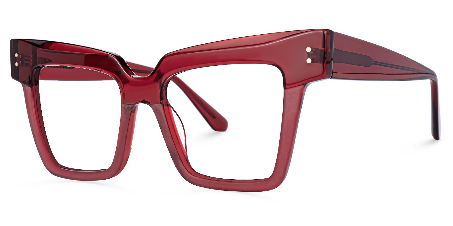 Ibernia - Rectangle Red Eyeglasses | Vooglam Front View