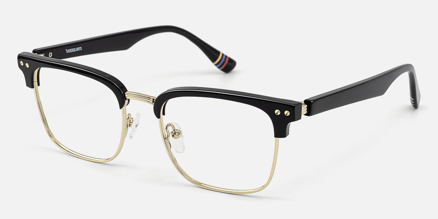 Preppy - Rectangle Black Eyeglasses | Vooglam Front View