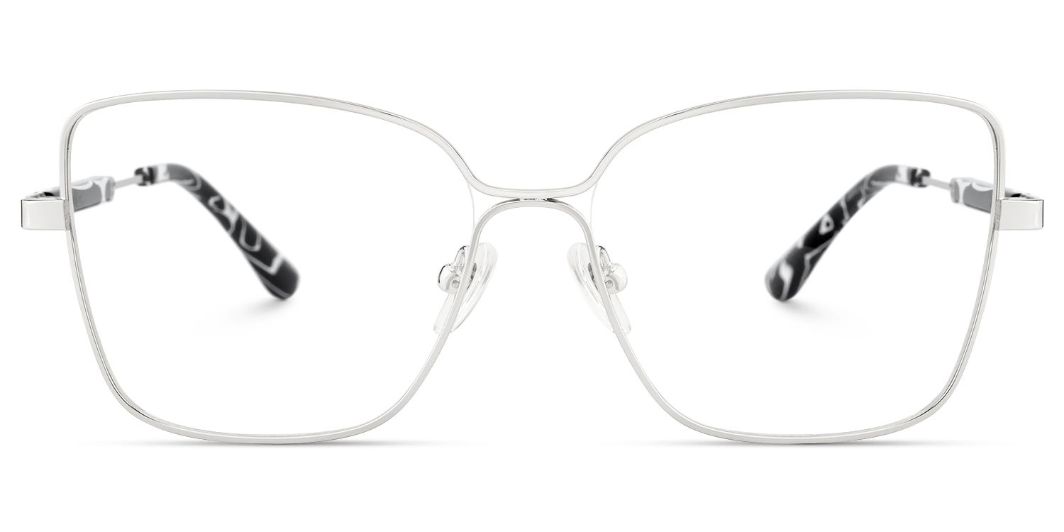 Briar - Square Silver Eyeglasses | Vooglam Angle View