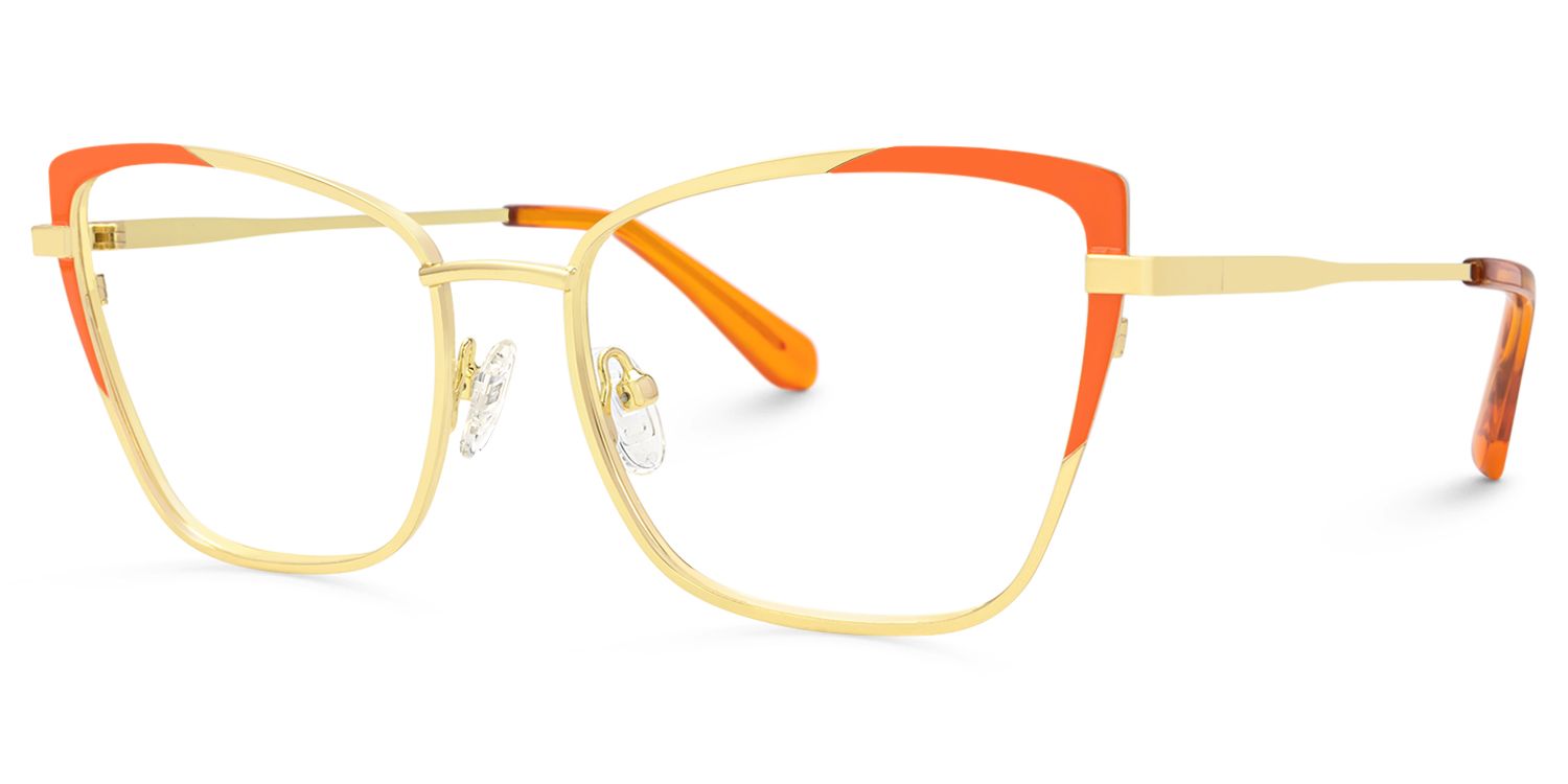 Kailas - Cat Eye Orange Eyeglasses | Vooglam Front View