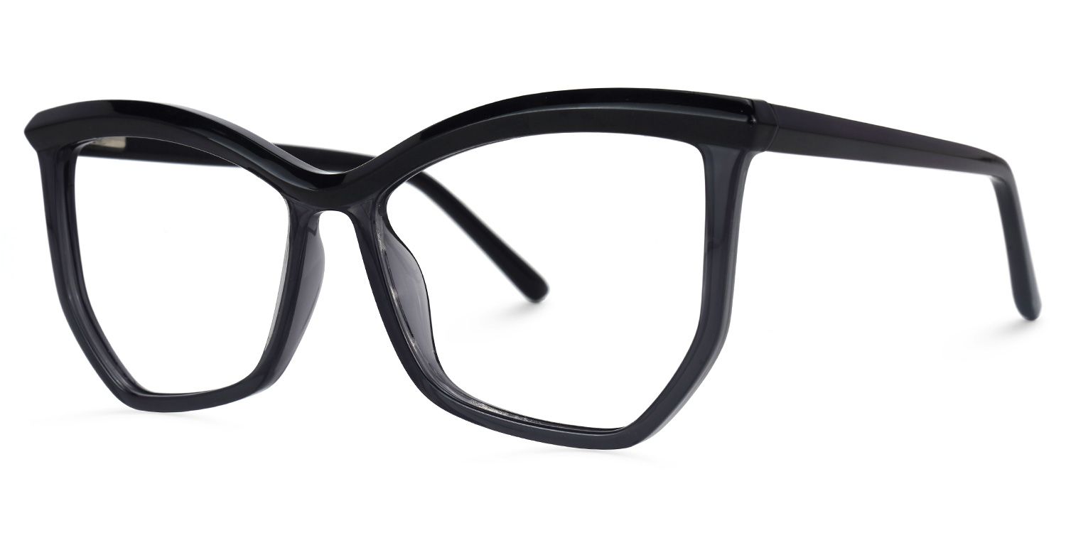 Wes - Butterfly Black/Grey Eyeglasses by Vooglam - Front View