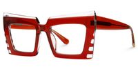 Faylinn - Rectangle Red Eyeglasses | Vooglam Front View