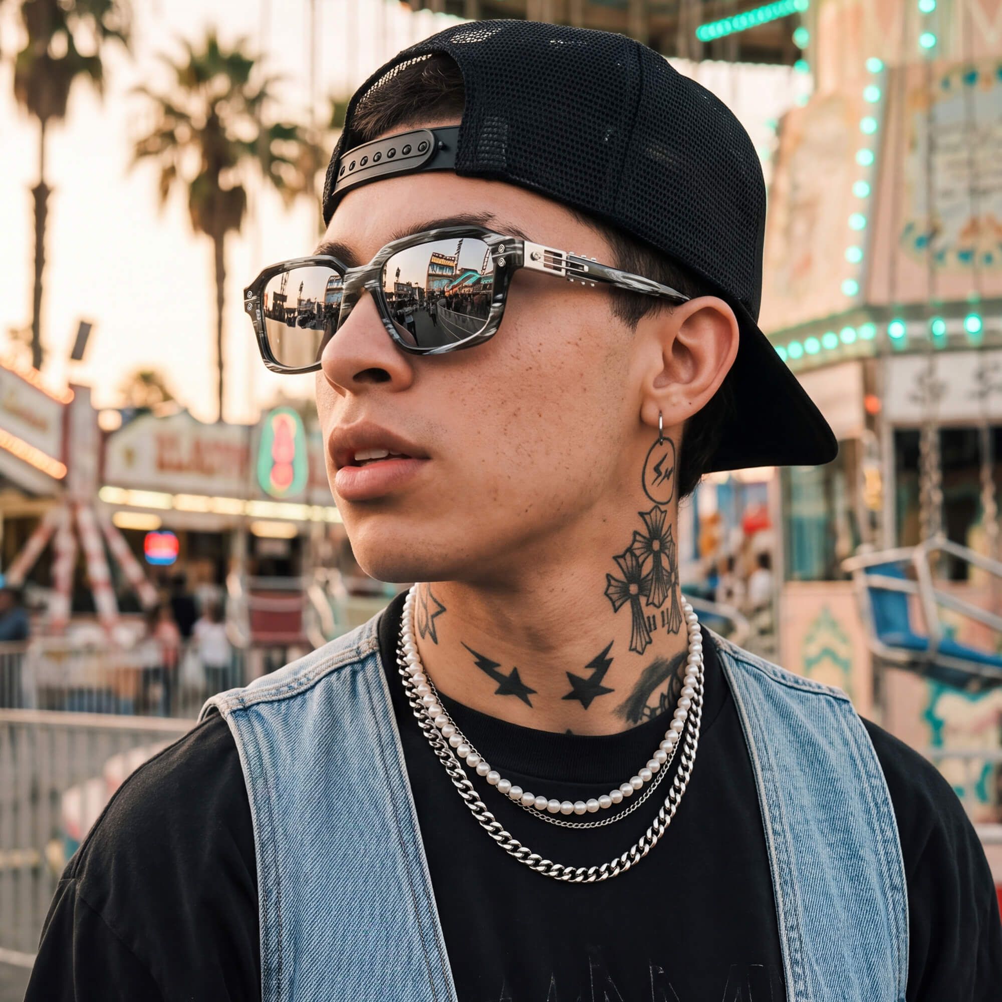 Vooglam Street Style in Real Life: Anacortes - Silver Mirrored Horn Rim Guitar Shades by Vooglam