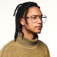Fidelina - Aviator Gold Eyeglasses | Vooglam On Model 2