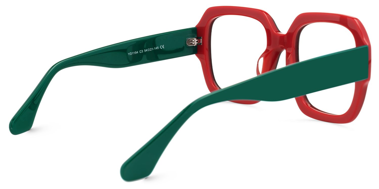 Paz - Square Green Eyeglasses | Vooglam Side View
