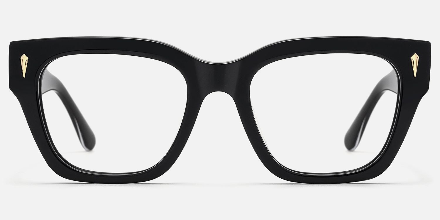 Asante - Square Black Eyeglasses | Vooglam Angle View