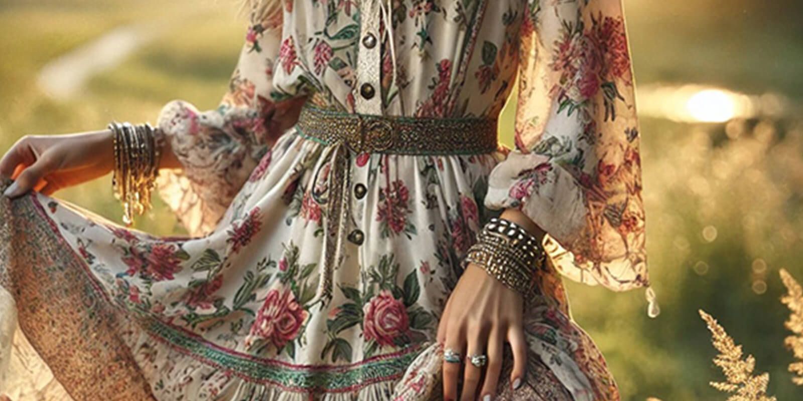 woman in a beautiful bohemian dress