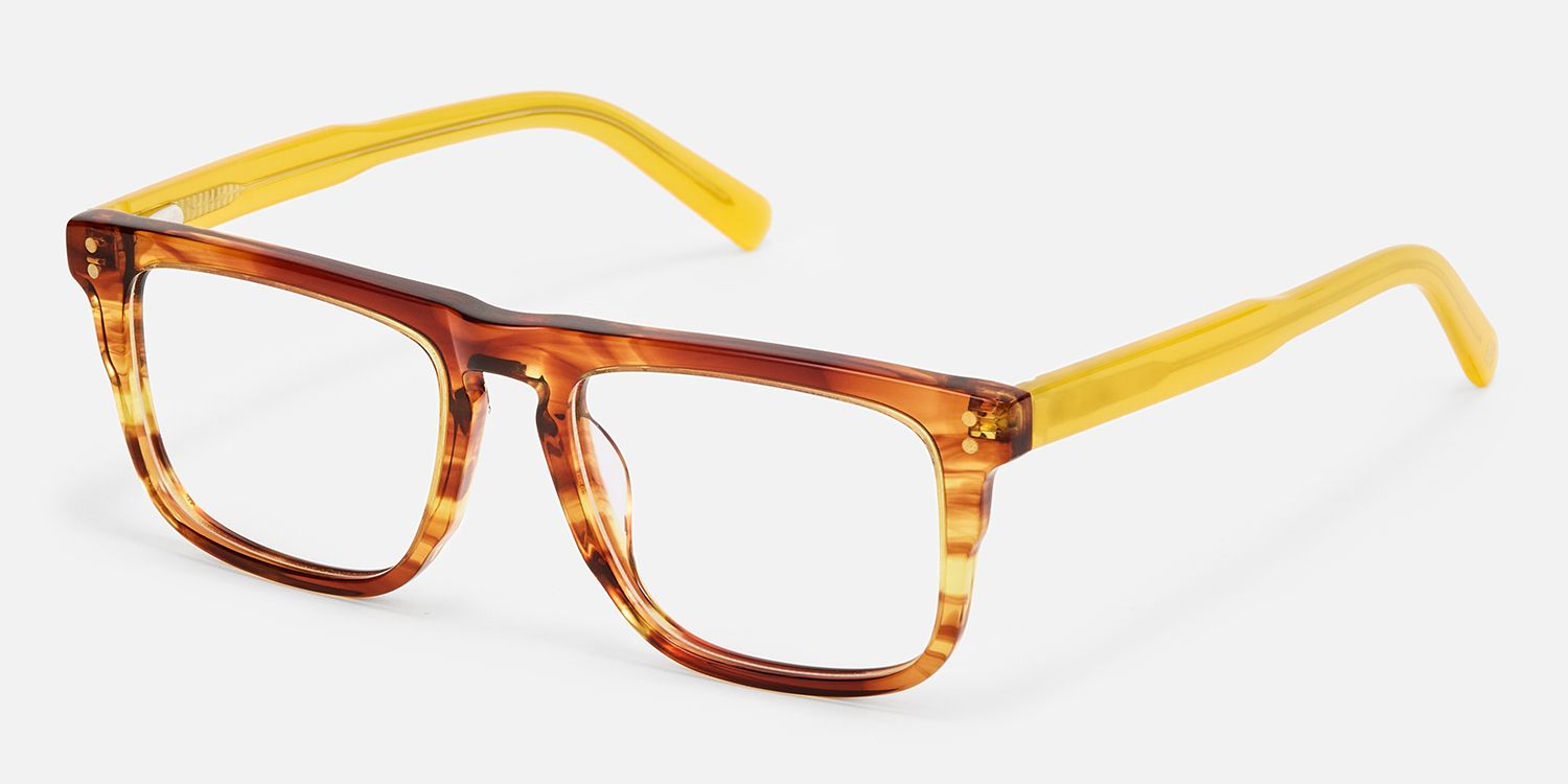 Charlotte - Rectangle Brown Eyeglasses | Vooglam Front View