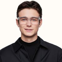 Spike - Rectangle Transparent Eyeglasses | Vooglam On Model 2