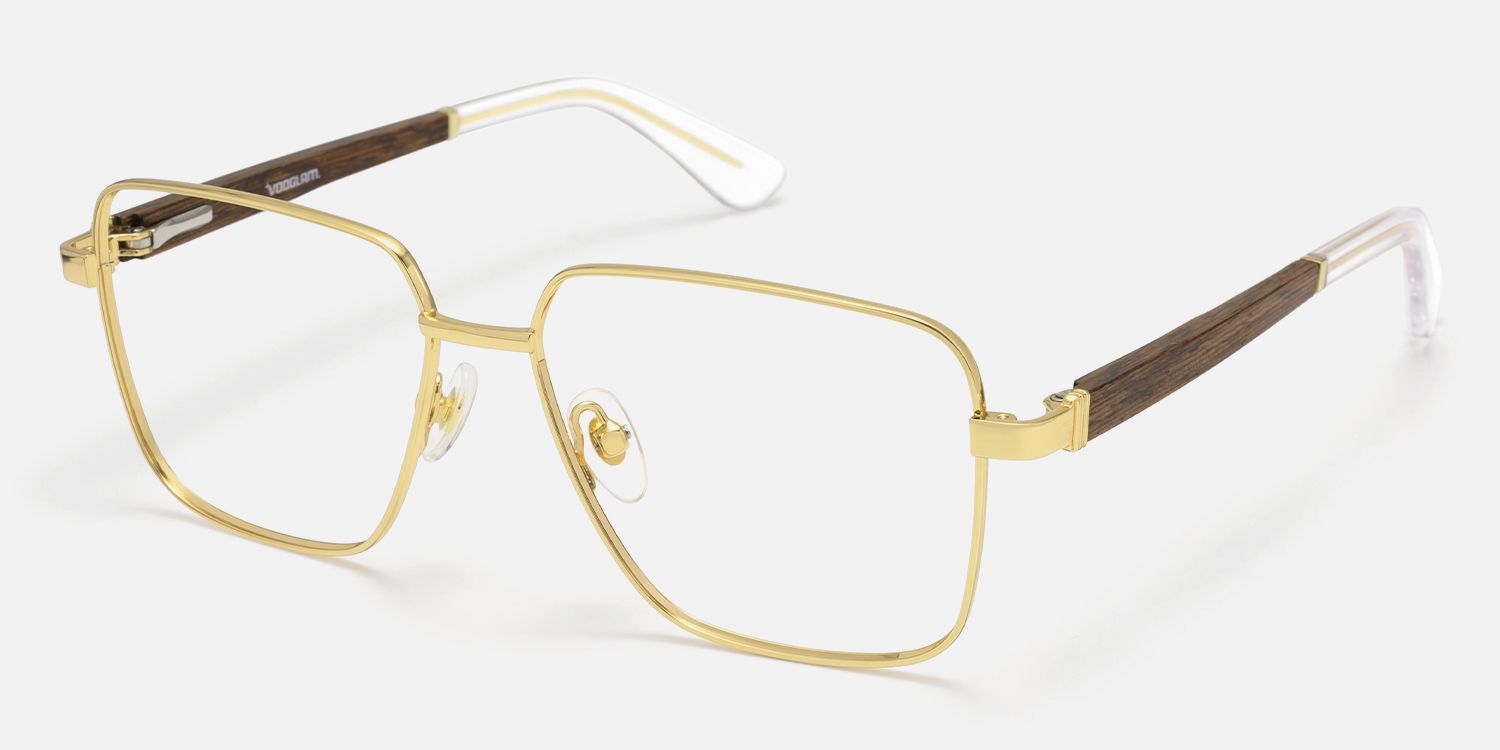 Griot - Square Gold Eyeglasses | Vooglam Front View