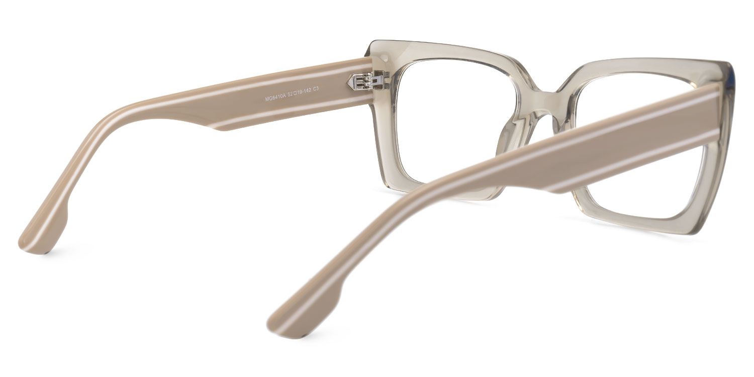 Denicia - Rectangle Champagne Eyeglasses | Vooglam Side View