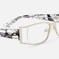 Elle - Rectangle Silver Eyeglasses | Vooglam Design Details