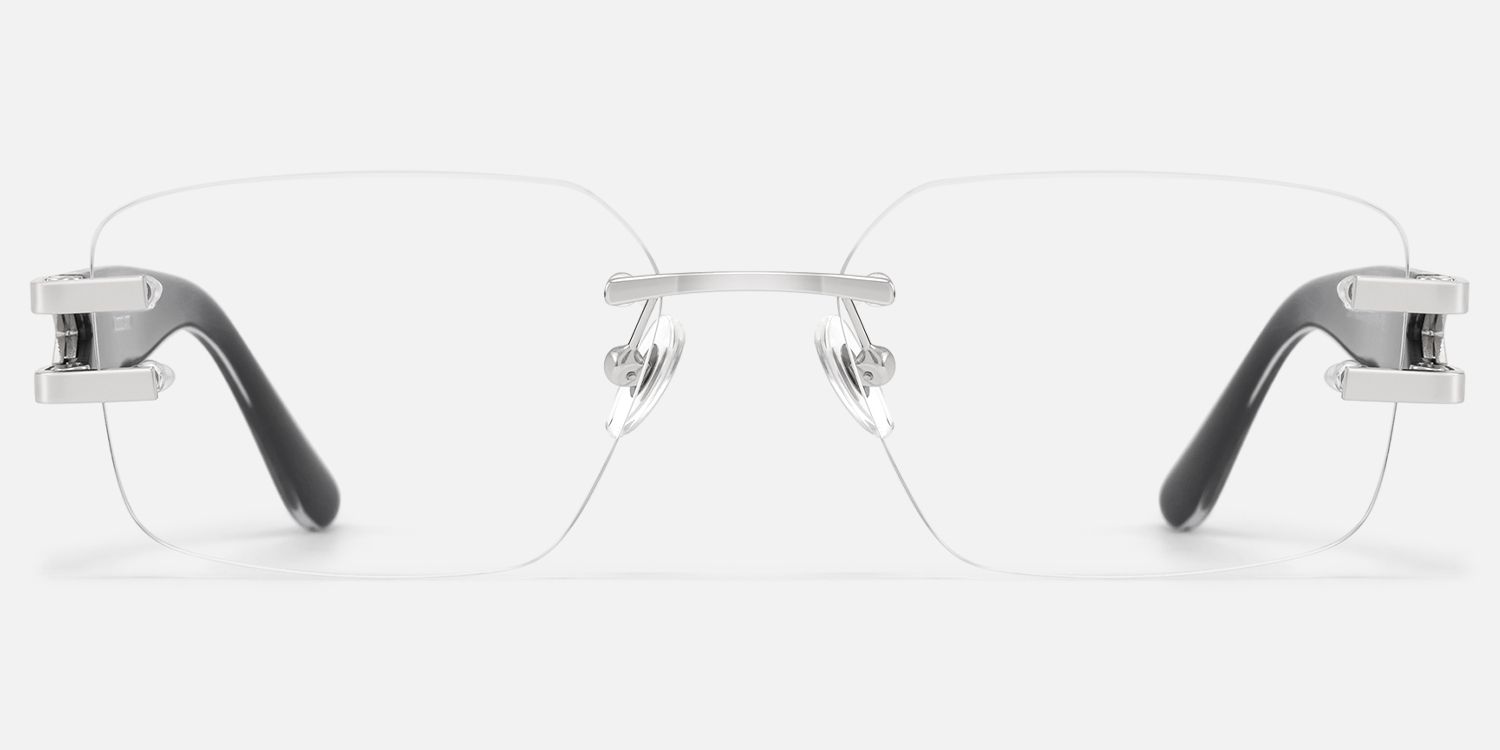 Aurum - Black Rimless Rectangle Glasses | Vooglam Angle View