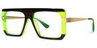 Damiano - Aviator Black/Green Two-tone Eyeglasses | Vooglam Front View