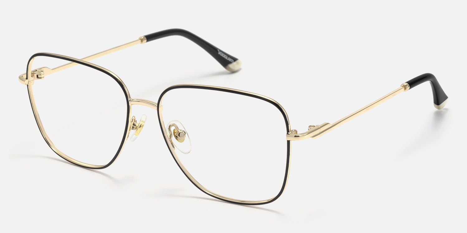 Karma - Square Black Eyeglasses | Vooglam Front View